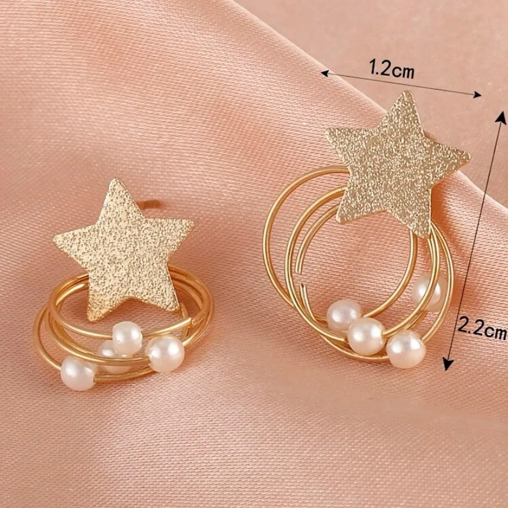 Star & Faux Pearl Drop Earrings - Picture 4 of 5